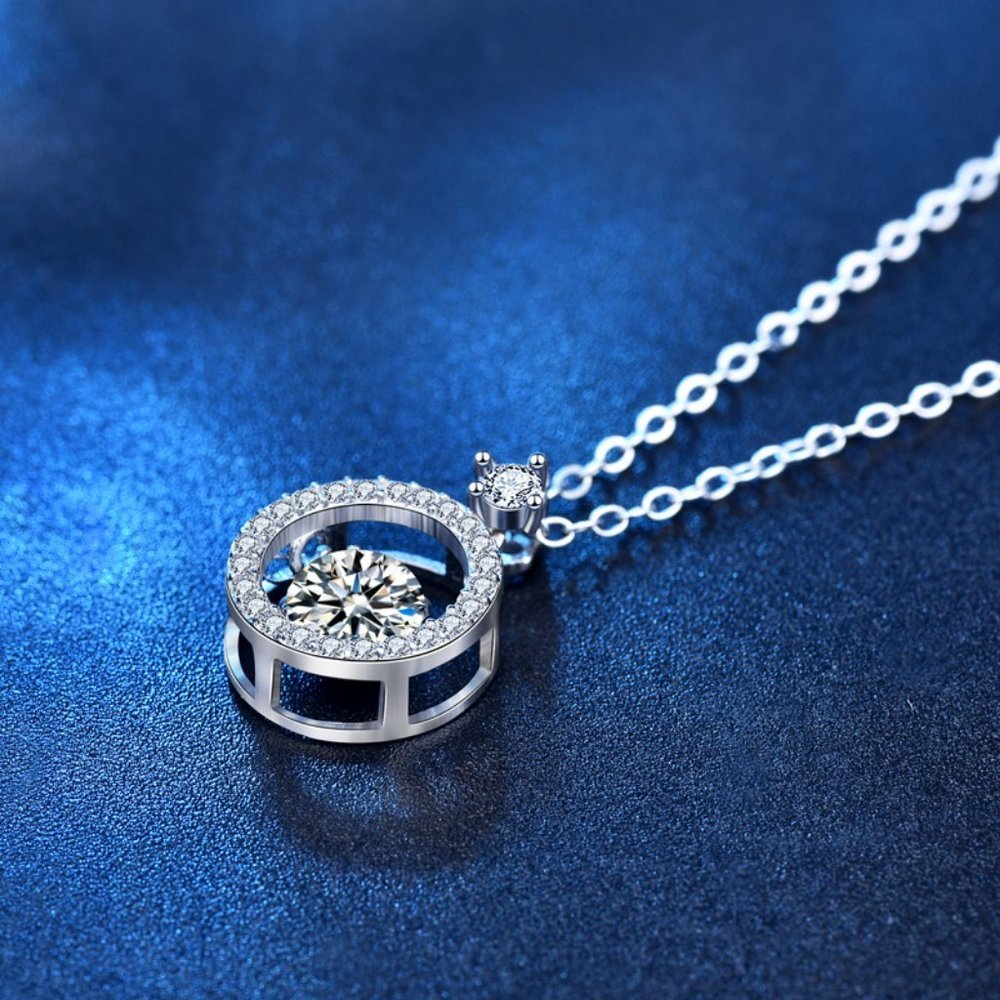 Certified 1/2 ct. t.w. Diamond Moissanite Dancing Necklace NEW - Picture 4 of 9